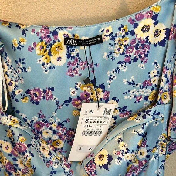 Zara Blue Sundress with Puff Sleeves for Wedding Guest - Picture 3 of 3